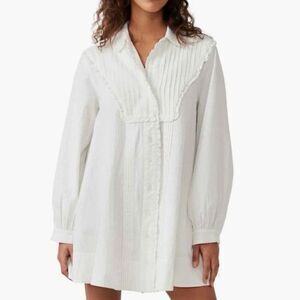NWT Free People Cherry Mini Western Collar White Mini Dress XS